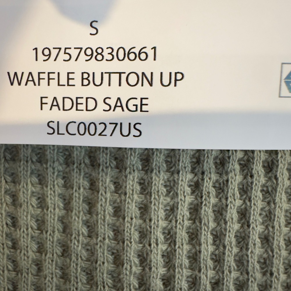 Buffalo David Bitton Waffle Knit Button Up Shirt Faded Sage Green SLC0027 Small - Picture 4 of 8
